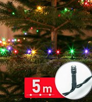 Fényfüzér - 5 m - színes - 100 LED - 220-240V - 6W - zöld kábel