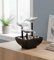 Műanyag beltéri szökőkút - virágok - 15 x 15 x 20 cm