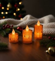 LED-es gyertya szett - melegfehér - műanyag - 3 db / szett