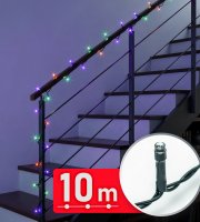 Fényfüzér - 10 m - színes - 200 LED - 220-240V - 6W - zöld kábel