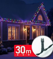 Fényfüzér - 30 m - színes - 600 LED - 220-240V - 6W - zöld kábel