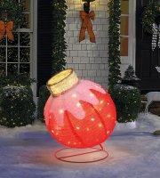 Világító dekoráció - gömbdísz - 60 LED - 60 x 83 cm - piros - 100-200V AC