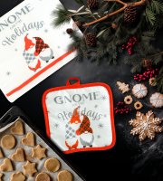 Karácsonyi kendő és edényfogó szett - manós