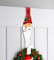 Karácsonyi kopogtató, ajtódísz tartó - fém - mikulás - 38 cm