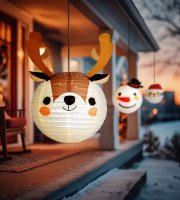 Karácsonyi lampion - rénszarvas - papír - 30 cm
