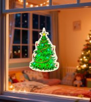 Karácsonyi ablakdekoráció - karácsonyfa - tapadókorongos - 30 x 29 cm