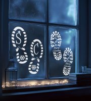 Karácsonyi dekoráció - lábnyom sablon szett - műanyag - 30,5 x 14 cm - 4 db / csomag