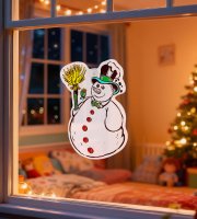 Karácsonyi ablakdekoráció - hóember - tapadókorongos - 30 x 29 cm
