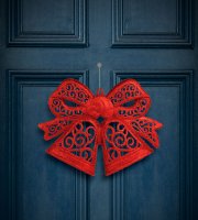 Karácsonyi dekoráció - masni - akasztható - piros - 35 cm