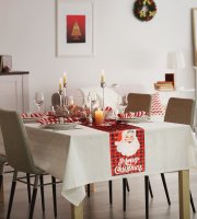Karácsonyi dekoráció - asztalterítő futó - Mikulás - 183 x 33 cm