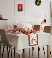 Karácsonyi dekoráció - asztalterítő futó - manós - 183 x 33 cm