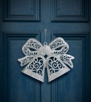 Karácsonyi dekoráció - masni - akasztható - ezüst - 35 cm