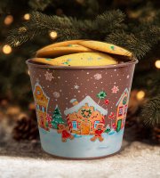 Karácsonyi dekoráció - fém kaspó, vödör - Mézeskalács - 13 x 11 cm