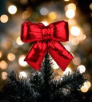 Masni dekoráció - csillogó piros - 21 x 19 cm