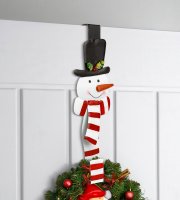 Karácsonyi kopogtató, ajtódísz tartó - fém - hóember - 38 cm