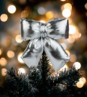 Masni dekoráció - csillogó ezüst - 21 x 19 cm