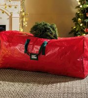 Műfenyő tároló táska - szőtt PVC - piros - 165 x 38 x 76 cm