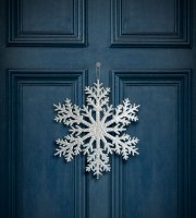 Karácsonyi dekoráció - jégkristály - glitteres ezüst - akasztható - 31 cm