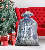Karácsonyi ajándék tasak - extra nagy - fólia - jégkristály - 78 x 120 cm