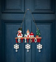 Karácsonyi dekoráció - akasztható - fa - csengettyűvel - 23 x 20 cm - 2 féle