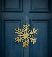 Karácsonyi dekoráció - jégkristály - glitteres arany - akasztható - 31 cm