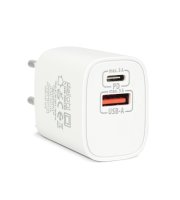 Hálózati Adapter USB + Type-C PD20W gyorstöltéssel - fehér