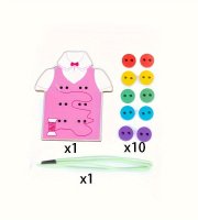 12 darabos Fa Ruha és Cipő Gomb Fűző Készlet