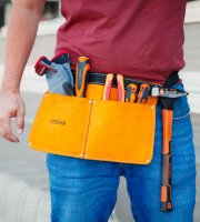 Bőr szerszámtartó öv - 35 x 20 cm - 2 zseb