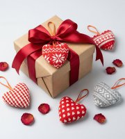Mini textil dekoráció párna - szív - akasztóval - 12 x 5 x 11 cm - 5 féle