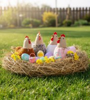 Textil dekoráció - tyúkanyó - 21 x 18 x 11 cm - 4 féle