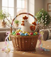 Textil dekoráció - tyúkanyó - 18 cm