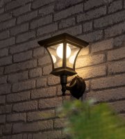 LED-es szolár lámpa - fali - 21 x 21 cm - 8 LED - fekete - melegfehér