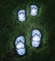 Leszúrható szolár lámpa - strandpapucs - hidegfehér - 12,7 x 8,5 cm