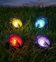 Leszúrható LED szolár - katica - színes - fekete - műanyag - 9 x 9 x 8,5 cm - 4 db / csomag