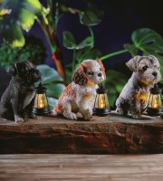 Szolár állatfigurák - 3 féle kutya - 1 x melegfehér LED - 14 cm