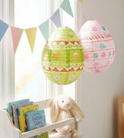 Húsvéti dekoráció - papír lampion - tojás - zöld, rózsaszín - Ø30 cm