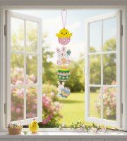 Húsvéti függő dekoráció - csillámos hablemez - 60 cm - 4 részes