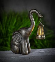 LED-es szolár lámpa - elefánt - melegfehér - műanyag - 30,5 x 12 x 24 cm