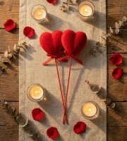 Leszúrható szív szett - piros plüss, habszivacs - 28 cm - 2 db / csomag