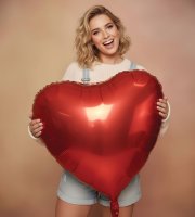 Óriás lufi - piros szív - fólia - 79 cm