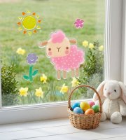 Húsvéti dekoráció - zselés ablakdekor - 19 x 19 cm - többféle