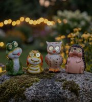 Szolár állatfigurák - 4 féle - mozgó szemekkel - 104 x SMD LED - 20 cm