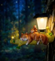 LED-es szolár állatfigura - mókus - akasztható - melegfehér LED - 25 x 6 x 19 cm