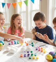 Húsvéti dekoráció - húsvéti habtojás festő szett - 6 cm - 6 db tojás