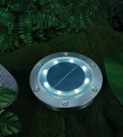 LED-es leszúrható / fali szolár lámpa - kör alakú - SMD LED - hidegfehér - 12 cm