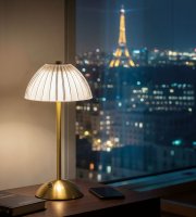 Asztali lámpa - arany színű - állítható színhőm, fényerő - akkumulátoros - USB