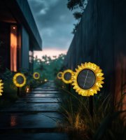 Szolár napraforgó - sárga - leszúrható / felakasztható - 13 x 6,5 x 35 cm