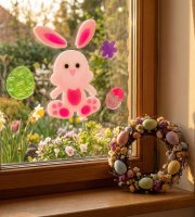 Húsvéti dekoráció - matrica - nyuszi - 19 x 19 cm