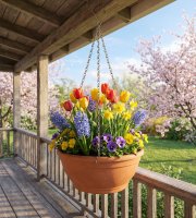 Virágcserép függesztőlánc - fém - fekete - 50 cm