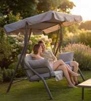 Kerti hintaágy - 170 x 110 x 153 cm - szürke